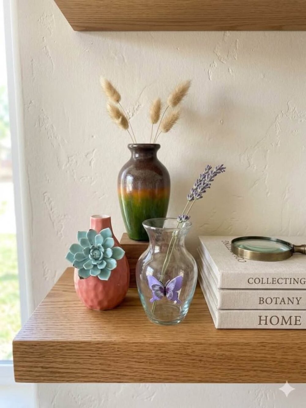 3-Piece Eclectic Ceramic & Glass Bud Vase Set - Boho Shelf Styling Decor Trio